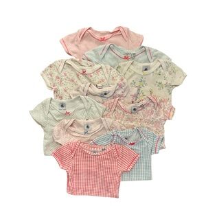 Petit Bateau 18mo Floral and Gingham Baby onesies (Set of 10)